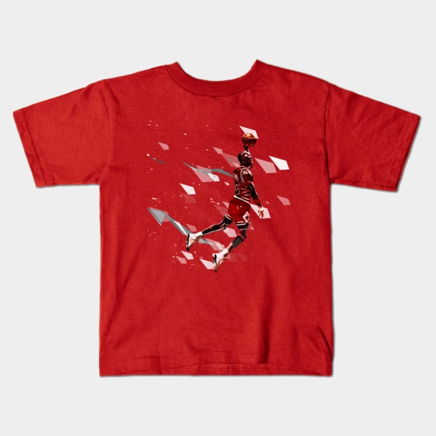 Micheal Jordan Abstract Poly Art Kids T-Shirt by hesxjohnpaul